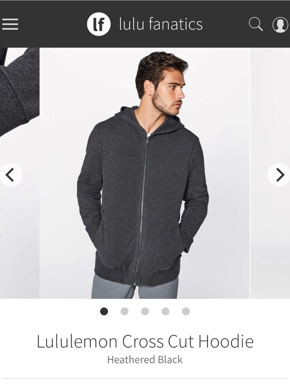 lululemon athletica Men's Full-Zip Hoodie - Charcoal